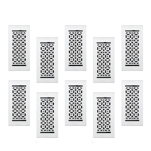 PACK of 10 ACHTEK 4"x10" Duct Size(Overall 5-1/2"x 11-3/4")Heat Vent (Detachable Steel Metal Louver)|Cast Aluminum Vent Cover