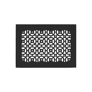 May include: Black metal vent cover with a geometric pattern.