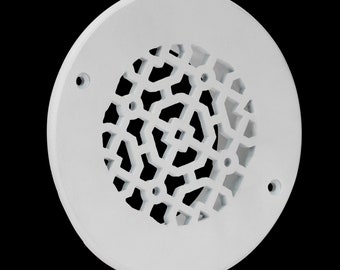 Achtek 5&quot; Duct opening Solid Cast Aluminum Round Grille ( 6-1/2&quot; Round Overall) | Powder Coated | Back Frame/Lip Height 1-7/16&quot;