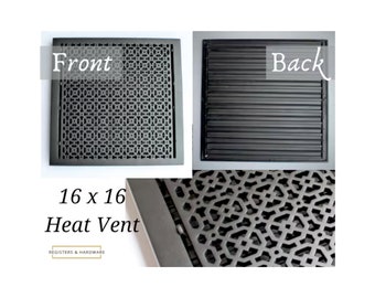 16" x 16" Duct Size (Overall 17-3/4"x17-3/4") Heat Vent (Detachable Steel Metal Louver)| Cast Aluminum| Floor/Wall Vent Cover| Powder Coated