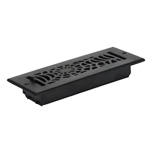 3"x10" Spooky Gothic Vent cover in Spider Web Design Cast Aluminum Floor/Wall register with detachable Steel Metal Louver | Powder Coated