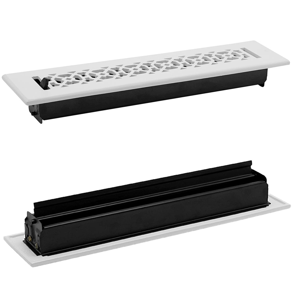 Achtek 2x12 Air Vent Cover – Solid Cast Aluminum Floor Register, White Powder Coat, With Adjustable Steel Louver (Fits 3-1/2 X 13-3/4 Overall)