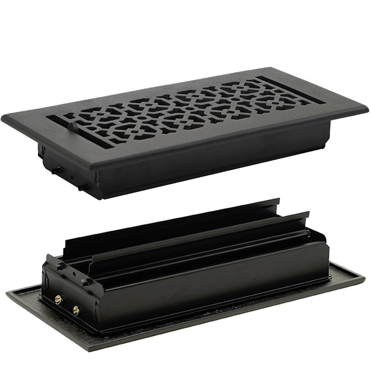 4 "x 10" Schachtgröße (Gesamt 5-1 / 2 "x 11-3 / 4 ") Luftzufuhr (abnehmbare Stahlmetalljalousie) | Solide Aluminiumguss-Entlockungsabdeckung | Pulverbeschichtet | Kein Plastik