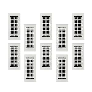 PACK of 10 MOSAIC 4&quot;x10&quot; Duct Size(Overall 5-1/2&quot;x 11-3/4&quot;)Heat Vent (Detachable Steel Metal Louver)|Cast Aluminum| FLOOR Vent Cover