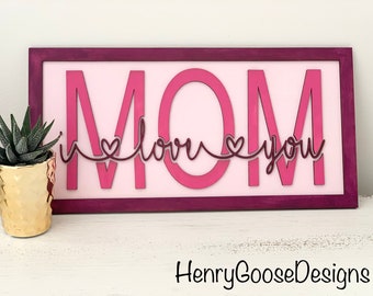 DIGITAL SVG / / Mama Zeichen / / Muttertag Zeichen / / ich liebe dich / / Glowforge Datei / / Knockout Zeichen