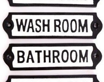 Cast Iron Plaques Room Sign Welcome Bathroom Bedroom Wash Room Home Decor