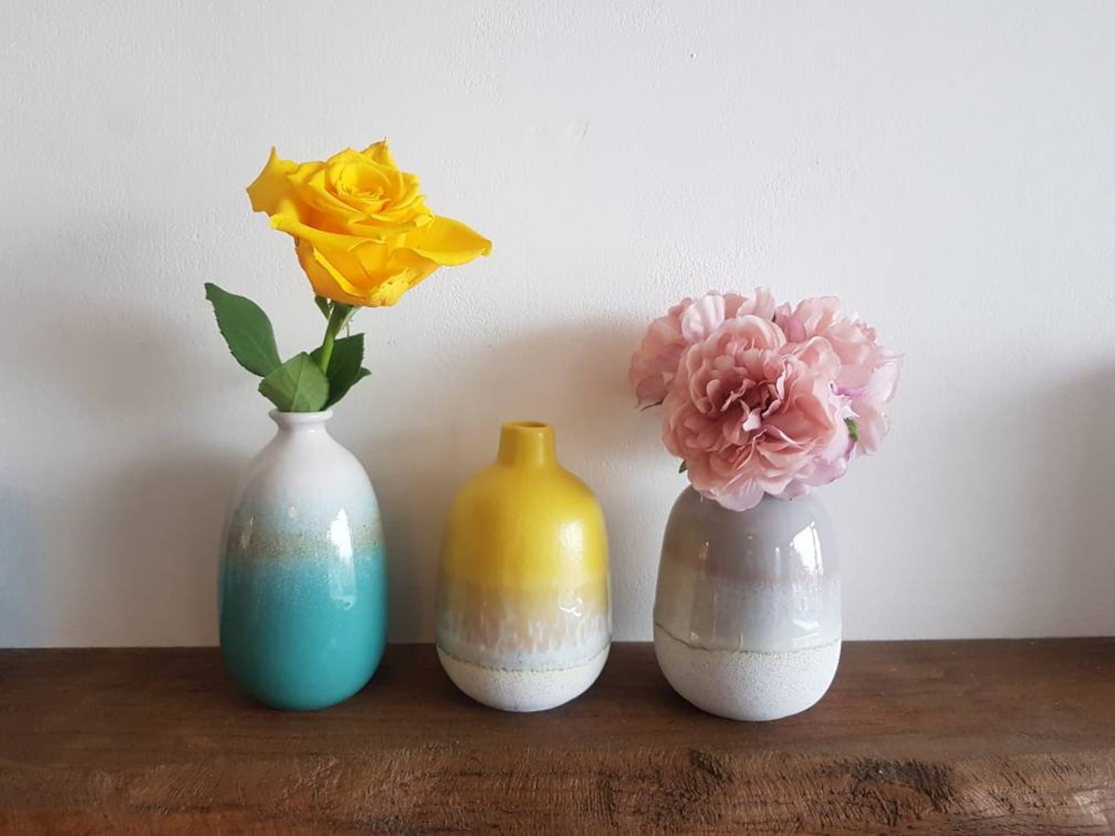 Small Yellow Glazed Vase Modern. Perfect for Artificial or Etsy UK
