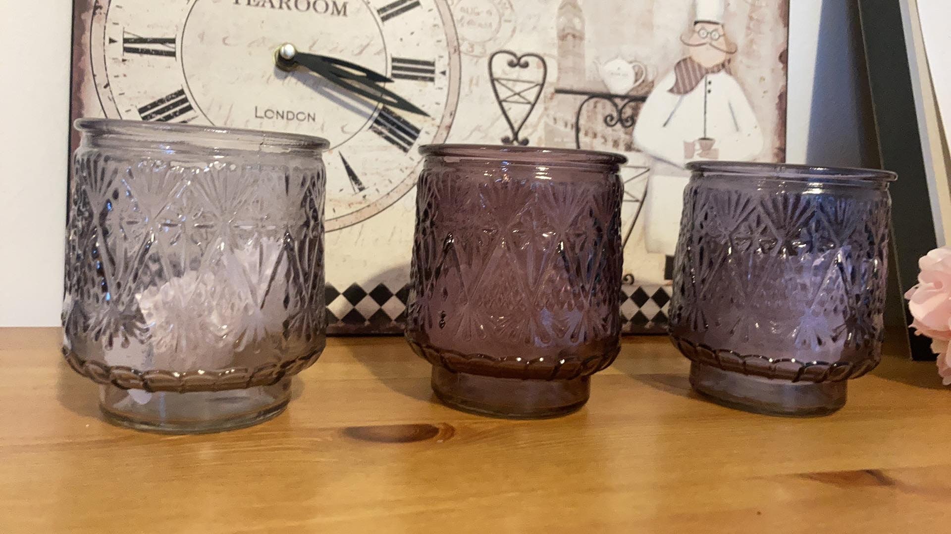 T Light Holders Purple Pink and Clear. Homewares Etsy UK