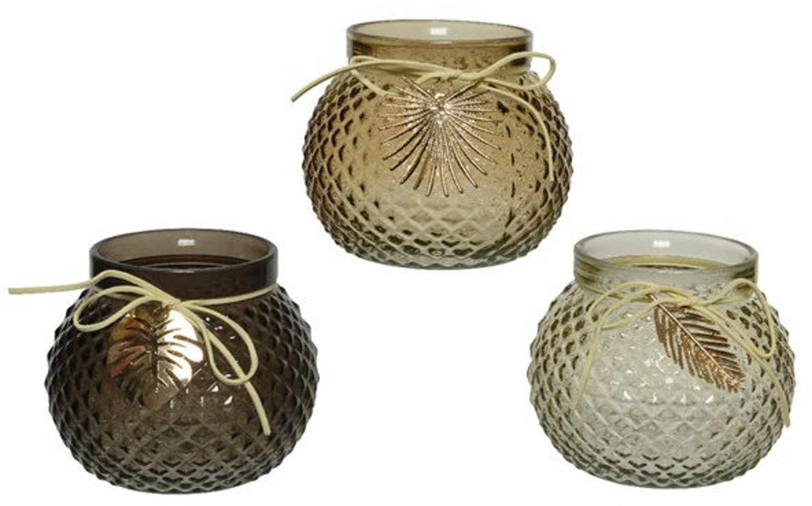 Large Glass Tea Light Holder With Metal Leaf Detail Etsy