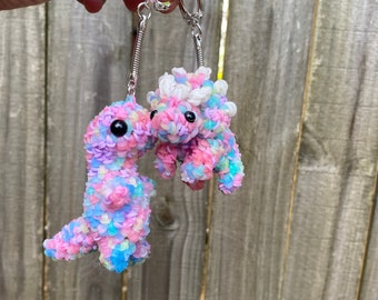 Loomigurumi/Rainbow loom Dinosaur Keychains