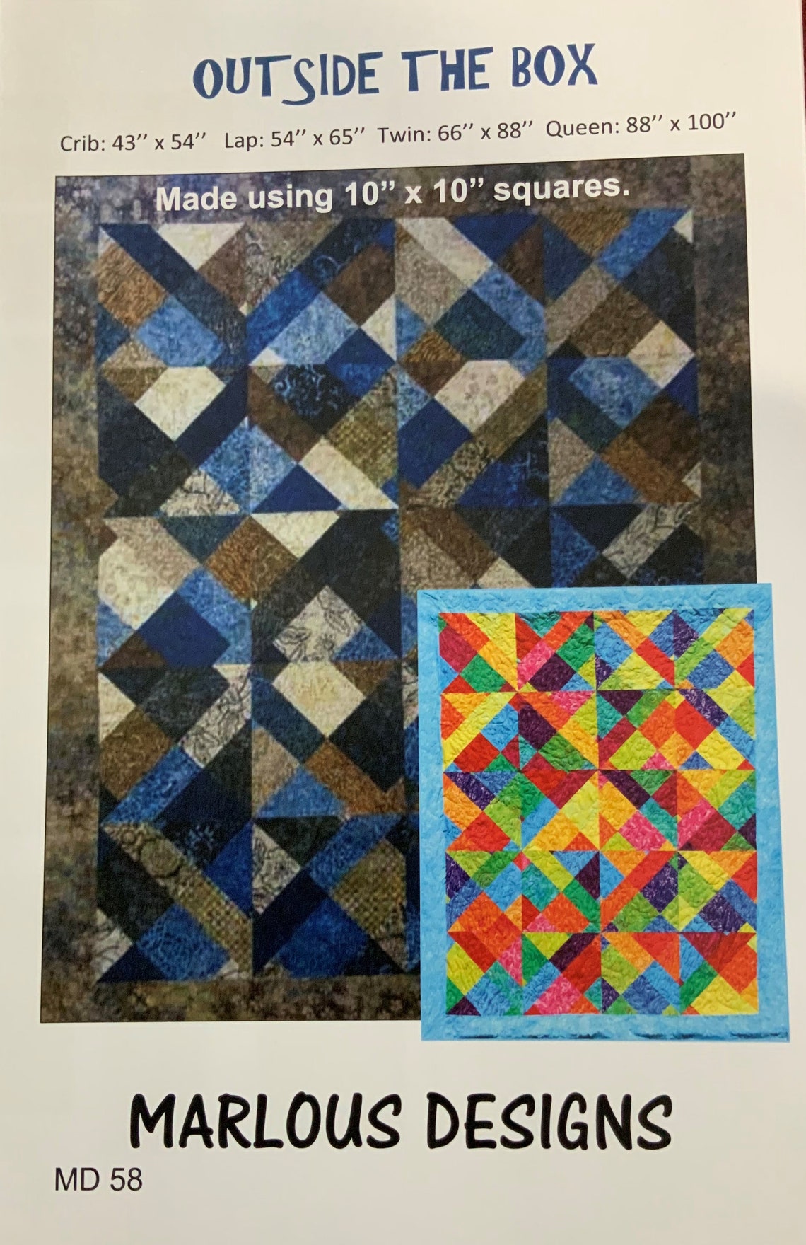 Outside the Box Quilt Pattern by Marlous Designs in four sizes Etsy
