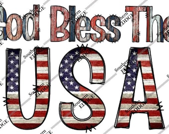 Digital File - God Bless The USA - PNG Image For Sublimation, Instant Download