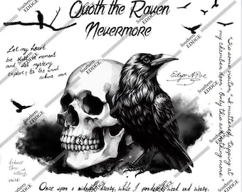 Tumbler Wrap - Edgar Allan Poe - O Corvo - Nunca Mais - Tumbler Wrap fino de 20 onças para sublimação, download instantâneo.