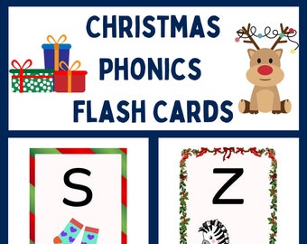 Kerst Phonics Flash-kaarten - Alle fasen inbegrepen