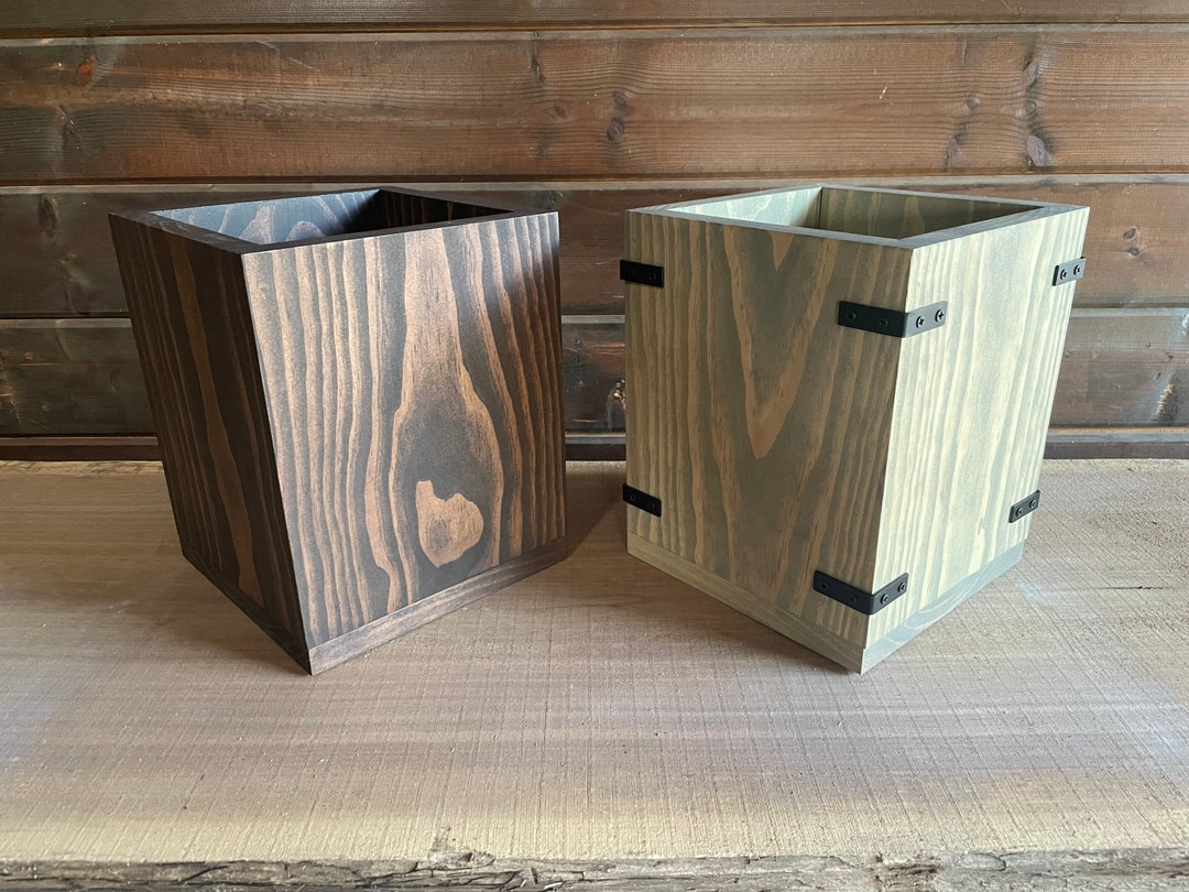Trash Can for Bathroom/office - Wooden - Etsy
