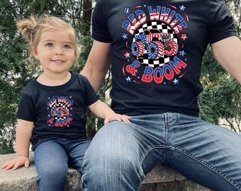 Koszulka Red White and Boom Monster Truck | Koszulka dziecięca z okazji 4 lipca | Patriotyczna koszulka Monster Truck | Strój dla chłopców z okazji Dnia Niepodległości USA