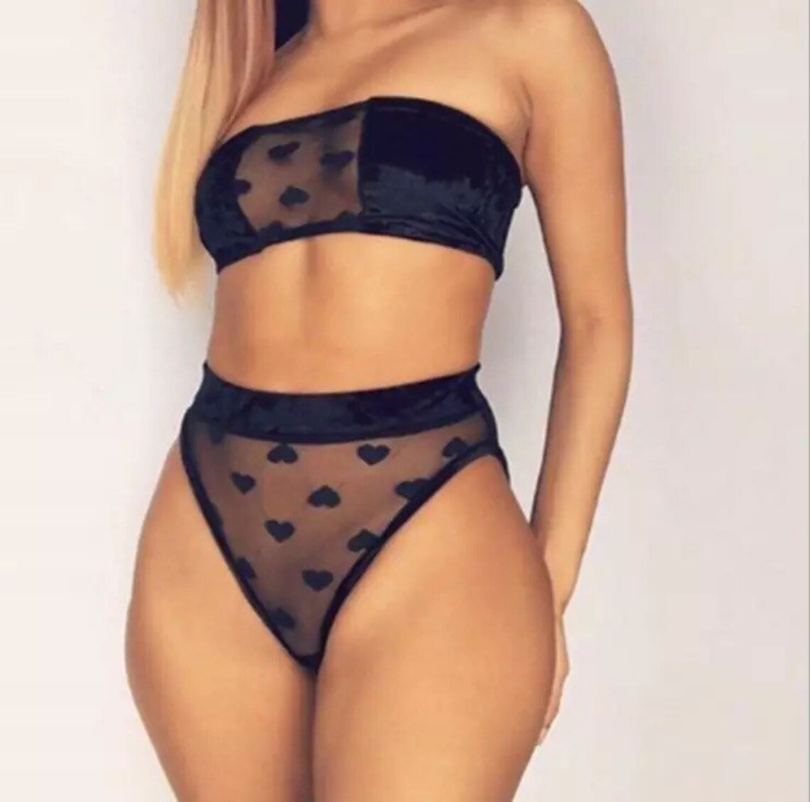 Transparent Lace Heart Bra And Panty Set Etsy