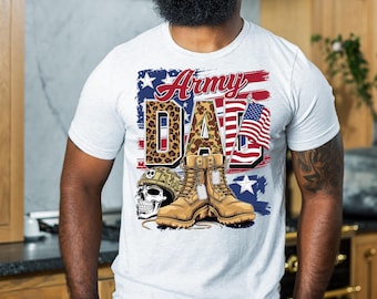 Patriotisk skjorta för armépappa | Militär pappa-t-shirt | 4 juli-skjorta | Stolt armépappa-skjorta | Gåva för pappa för veteraner som stödjer USA