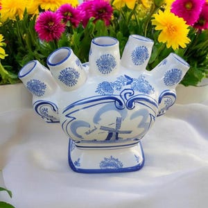 Delft 5 Finger Tulip Vase
