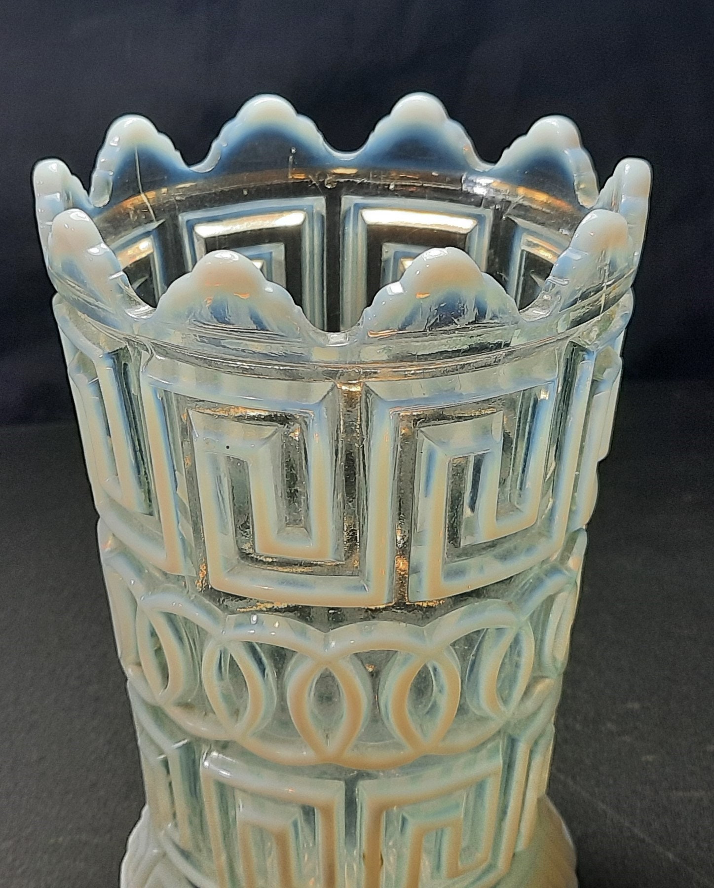 Antique Double Greek Key Nickel Plate Glass Co. C.1891 per Etsy