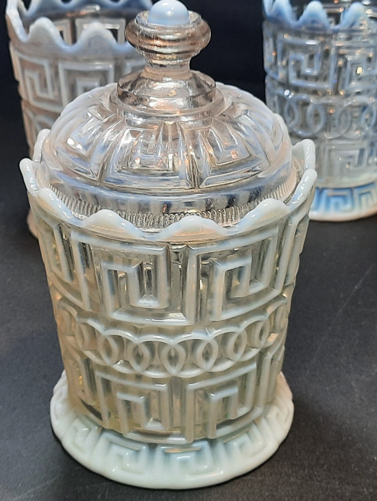Antique Double Greek Key Nickel Plate Glass Co. C.1891 per Etsy