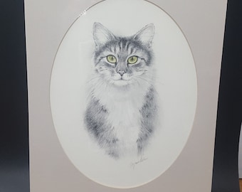 Virginia Miller Charcoal Cat Print