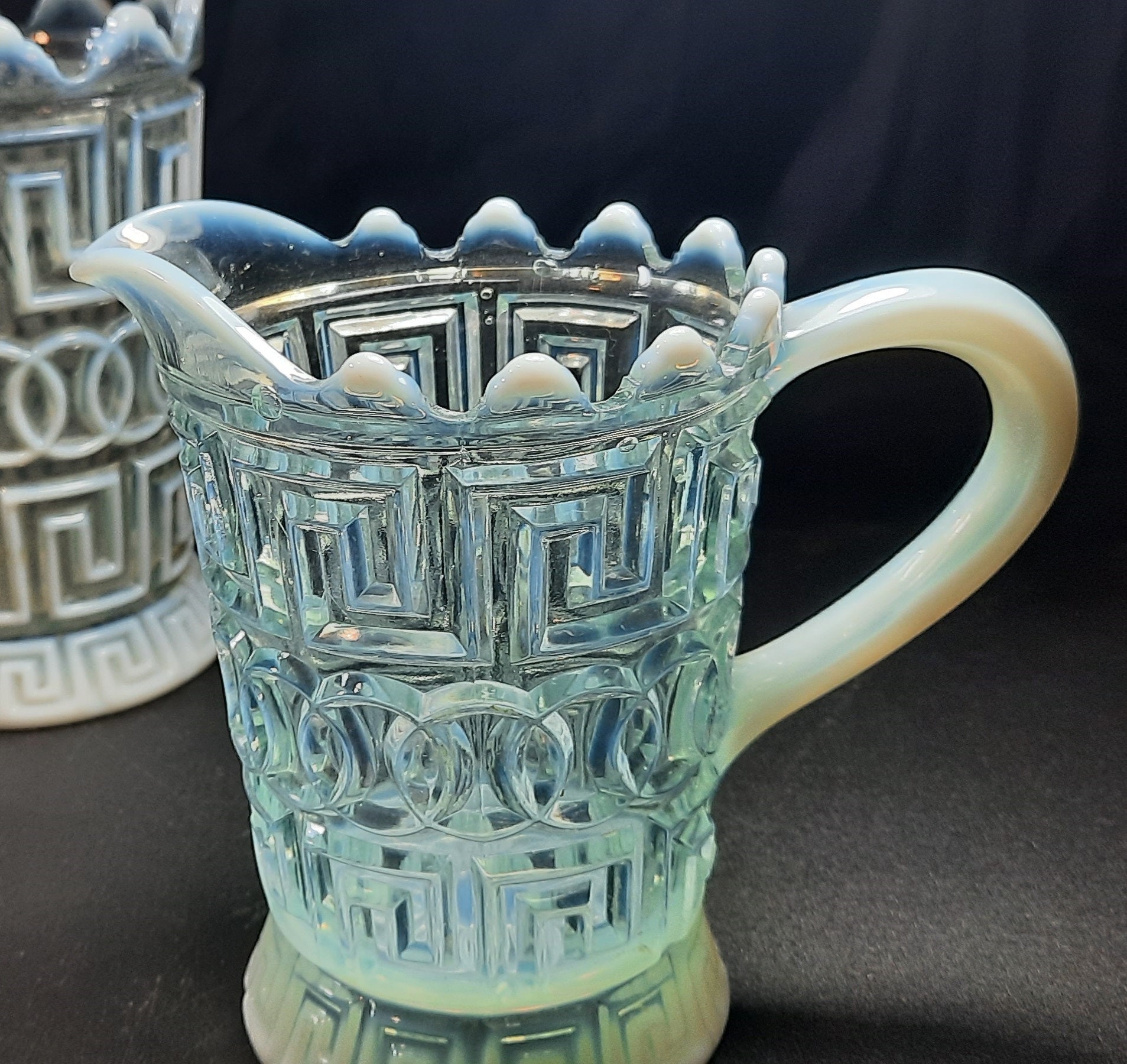 Antique Double Greek Key Nickel Plate Glass Co. C.1891 per Etsy