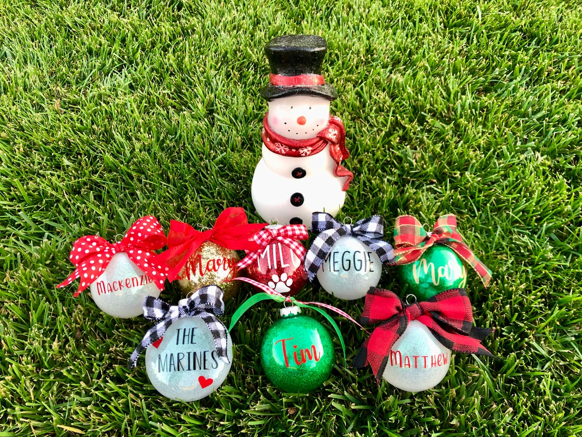 Personalized Christmas Ornament Name Only Round Ball  Etsy