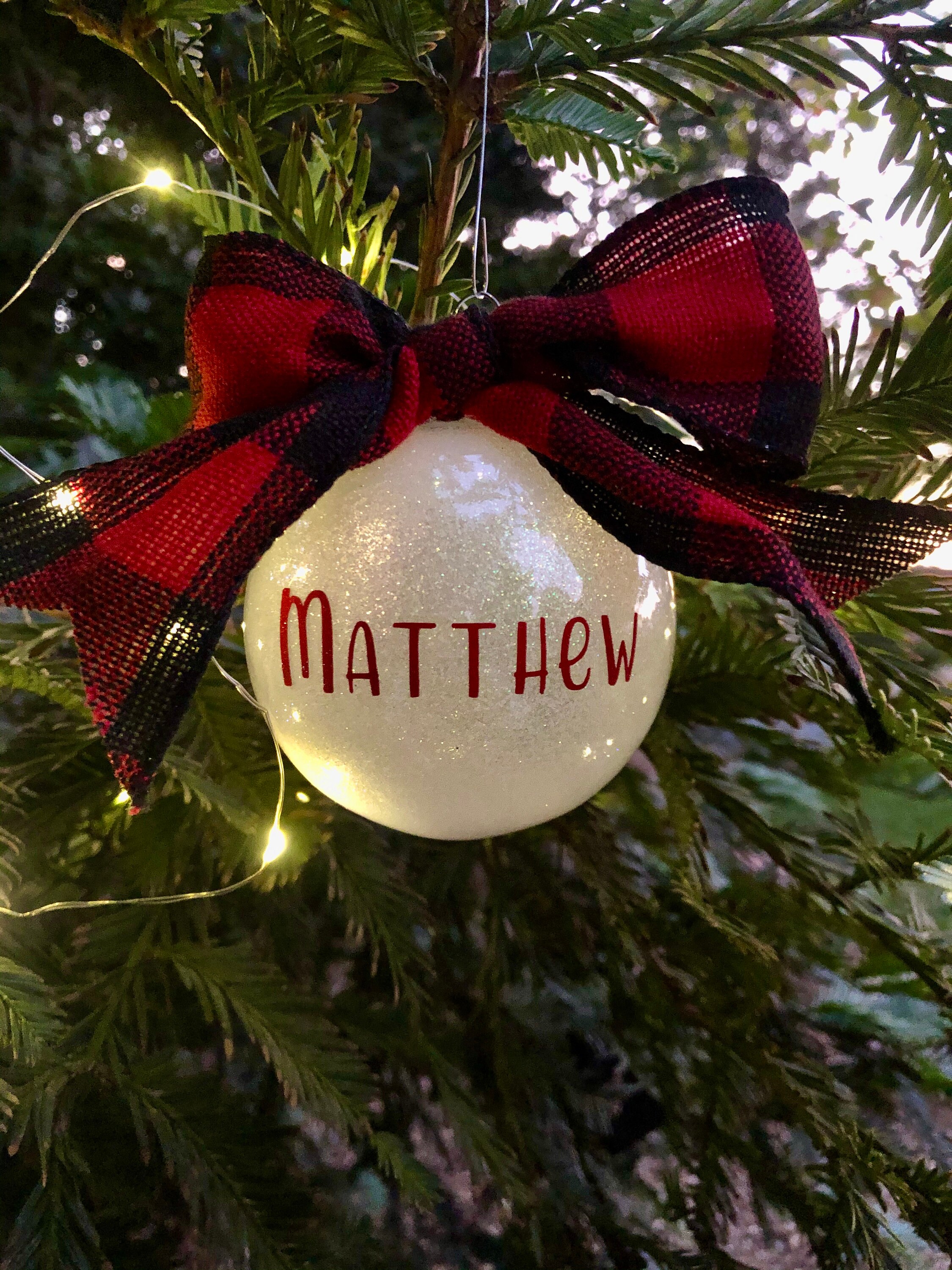 Personalized Christmas Ornament Name Only Round Ball Etsy