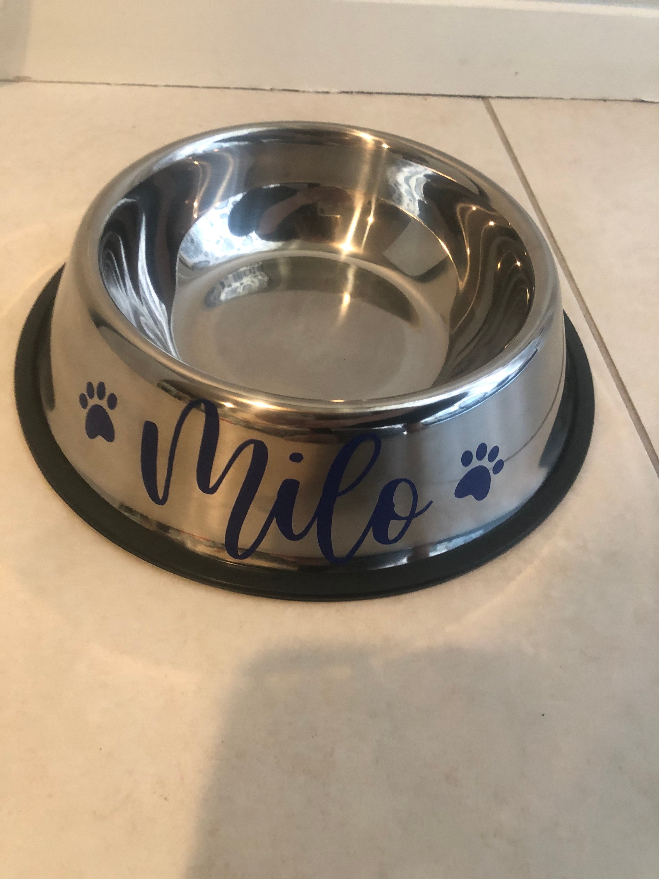Personalized Dog Bowls Name and Paw Print Design Round Dog Etsy UK