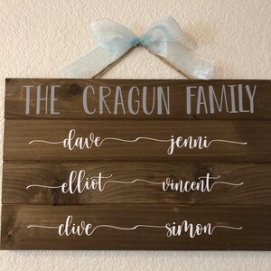 Homemade Customizable Wooden Sign, Big Family Sign, Names of Each Family Member