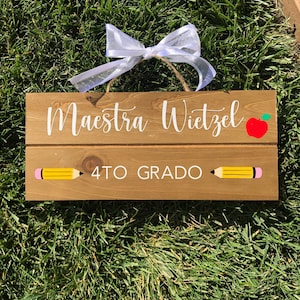 Homemade Wooden Teacher Sign, Mrs., Mr., Ms., Maestra, Wall Decor, Classroom Signs, Teacher Signs
