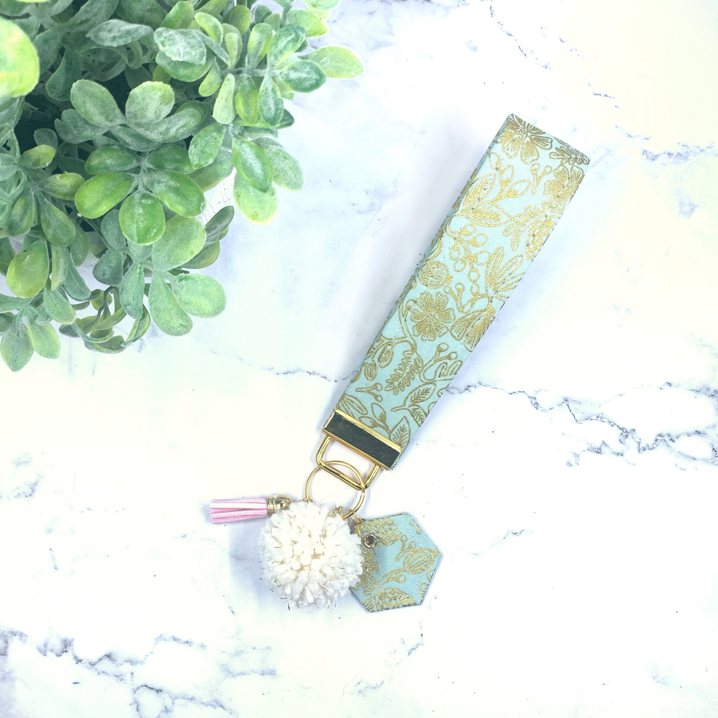 Hexi pom wristlet wristlet keychain girly keychain key fob  etsy Hexi pom wristlet wristlet keychain girly keychain key fob  etsy