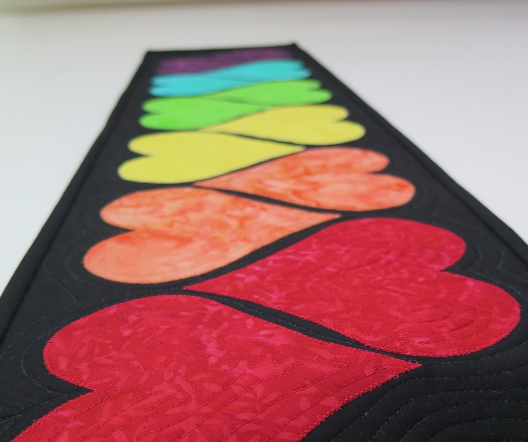 Rainbow Heart Table Runner Digital Quilting Pattern, Pride Quilt ...