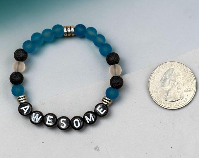 AWESOME Handcrafted Kids, Beaded Word Bracelet, Gift for Kids, Children's Jewelry