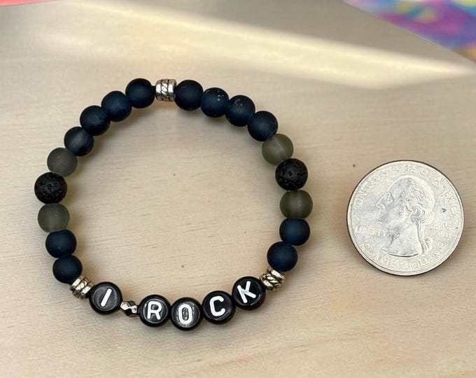I ROCK Beaded Kids Affirmation Bracelet, Gift for Children, Gift for Boys