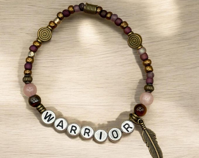 WARRIOR Scripture Beaded Bracelet, 2 Timothy 1:7 Faith Jewelry, Gift for Her