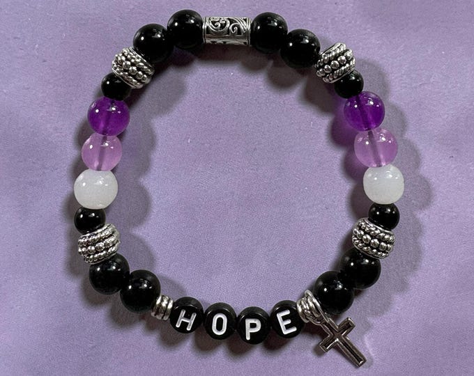 HOPE Scripture Bracelet, Romans 15:13, Faith Beads, Cross Charm (Customizable)