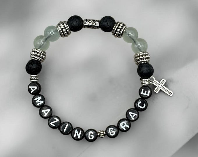 AMAZING GRACE Beaded Scripture Bracelet, Faith Based Bracelet,  Affirmations Jewelry, Spiritual, Christian Bracelet (John 1:16)