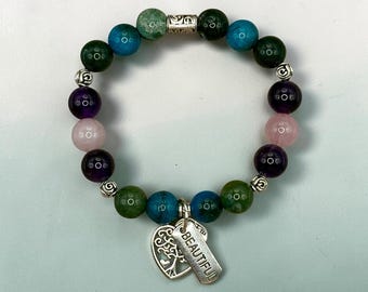 Beaded Scripture Bracelet, Song of Solomon 1:15, Faith Jewelry, Gemstone Beads