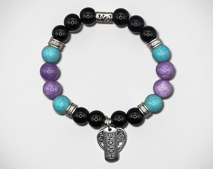 ENOUGH Beaded Scripture Bracelet, Word Bracelet,  Faith Based Jewelry, Bible Verse 2 Corinthians 12:9