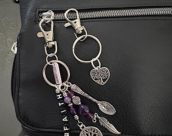 Personalized Affirmation Bag Charm, Stainless Steel Keyring