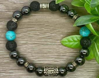 Handcrafted Nordic, Viking Bracelet, Rune Bracelet, Gemstone Bracelet, Norse Bracelet, Scandinavian Jewelry, Norse Spirit, Guy Gift