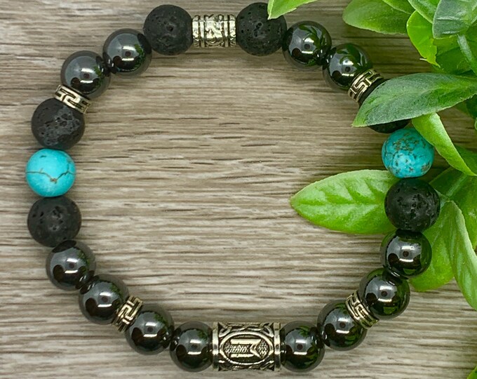 Handcrafted Nordic, Viking Bracelet, Rune Bracelet, Gemstone Bracelet, Norse Bracelet, Scandinavian Jewelry, Norse Spirit, Guy Gift