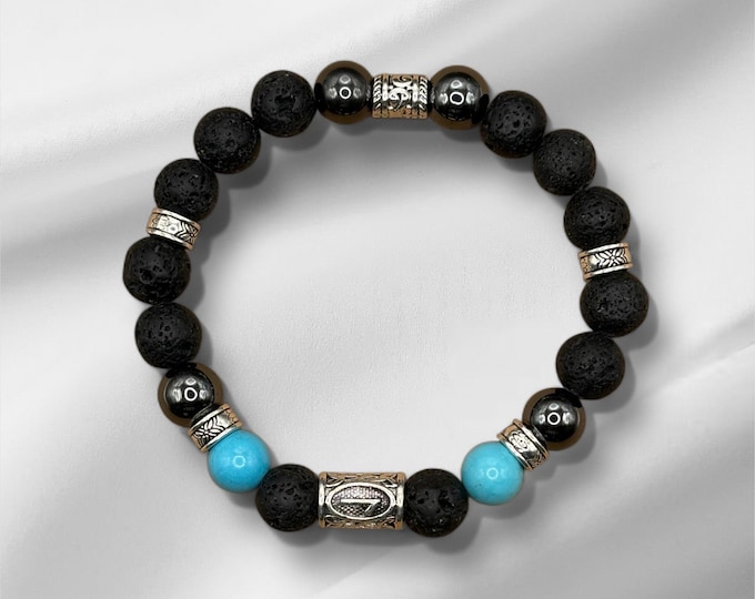 INTUITIVE Viking Rune Inspired Bracelet,  Laguz Viking Bracelet, Rune Bracelet, Seers Vision Bracelet, Norse Bracelet, Nordic Mens Bracelet