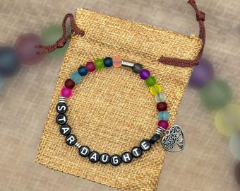 STAR DAUGHTER Bracelet, Beaded Gift Bracelet, Word Jewelry, Positive Saying Bracelet, Gift for Daughter, Gift for Daughter In Law