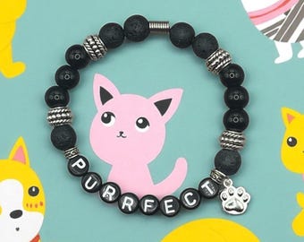 PURRFECT, Cat Bracelet, Cat Gift for Cat Lovers, Cat Lady Gift, Cat Lover Gift, Pet Lover Bracelet, Bracelet for Cat Lady, Cat Bracelet