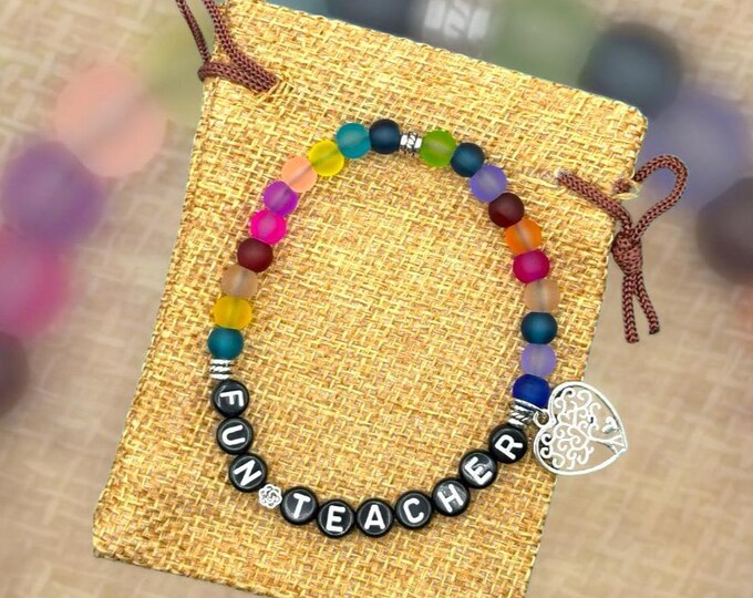 FUN TEACHER Bracelet, Word Bracelet, Affirmation Bracelet, Word Jewelry, Positive Saying Bracelet, Gift for Teacher, Teachers Pet Gift