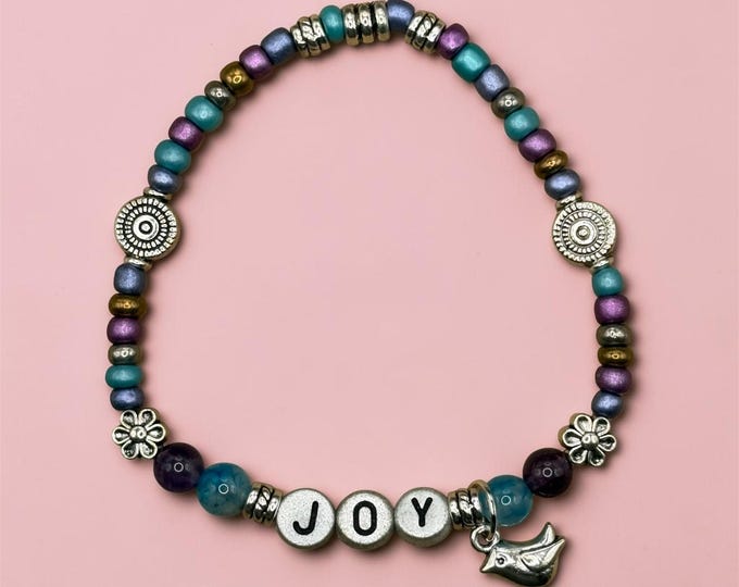 JOY Scripture Beaded Bracelet, Psalm 37:4, Faith Jewelry, Gift (Customizable)