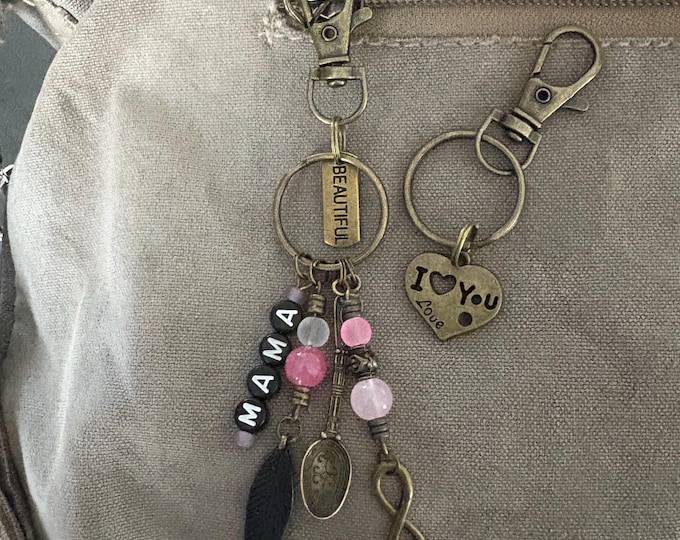 Personalized Brass Bag Charm, Custom Affirmation Keyring